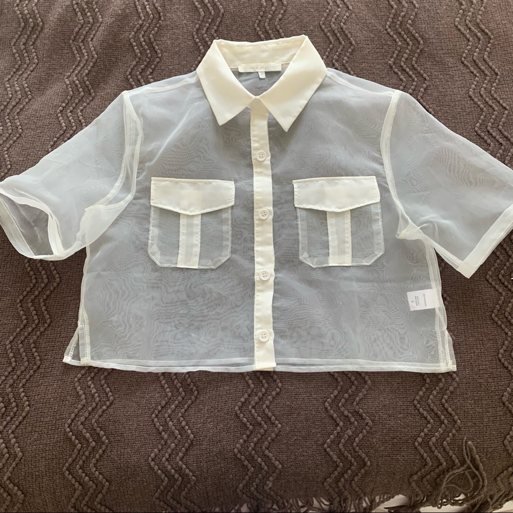 Sheer Button-up Crop Top